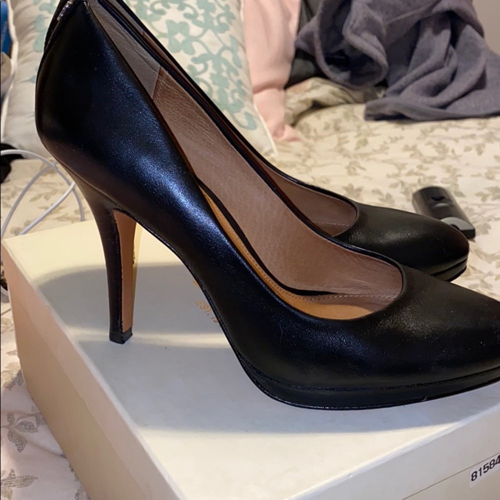 Coach black leather heels